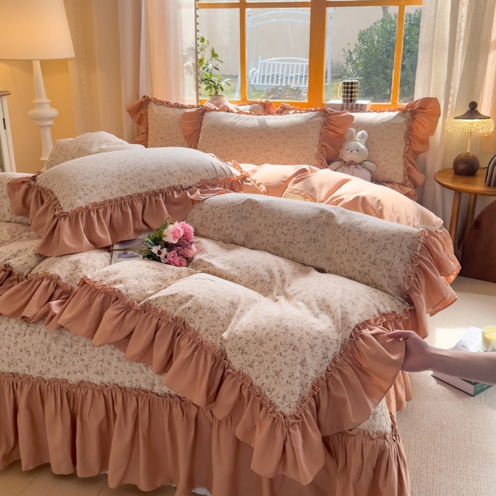 91家纺网 家纺一手货源 找家纺 云木里 2026新款古法水洗棉印花床盖四件套 星河入梦