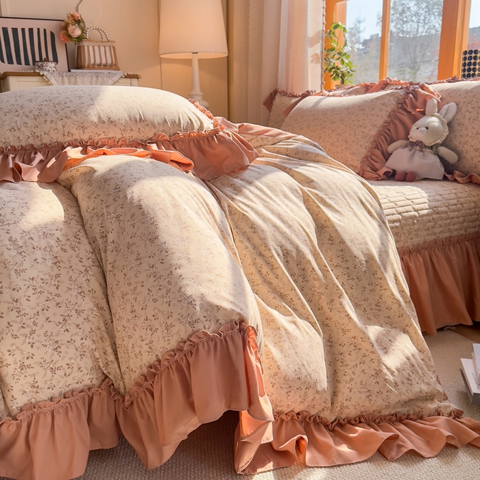 91家纺网 家纺一手货源 找家纺 云木里 2026新款古法水洗棉印花床盖四件套 星河入梦