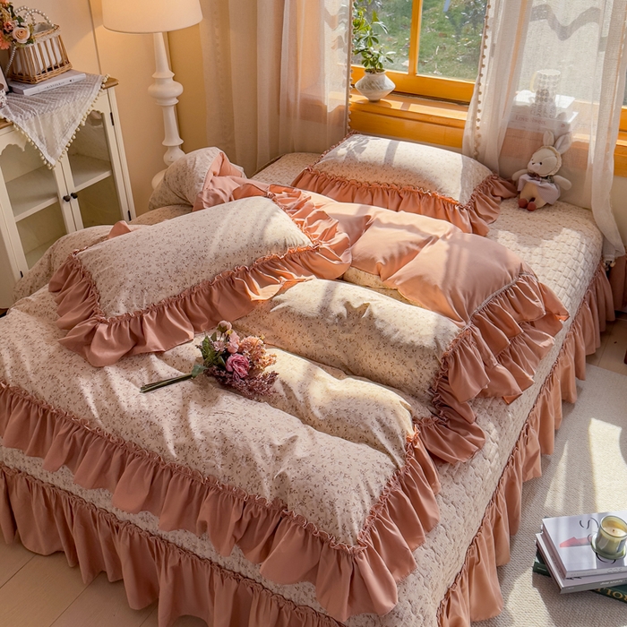 91家纺网 家纺一手货源 找家纺 云木里 2026新款古法水洗棉印花床盖四件套 星河入梦