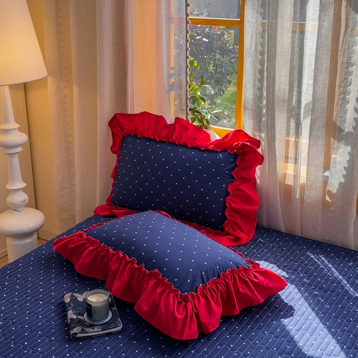 91家纺网 家纺一手货源 找家纺 云木里 2026新款古法水洗棉印花床盖四件套 一点点蓝