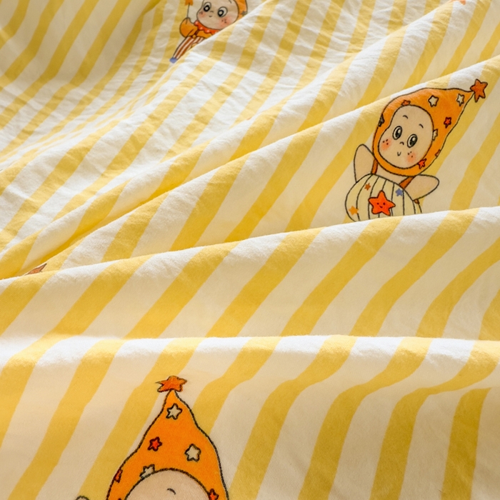 91家纺网 家纺一手货源 找家纺 云木里 2026新款古法水洗棉印花床盖四件套 月亮人