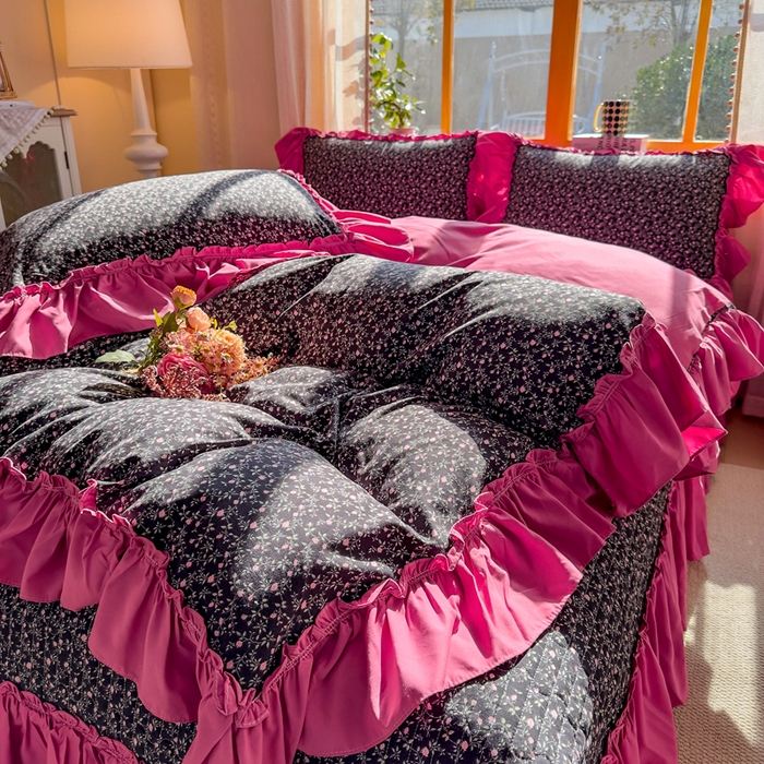 91家纺网 家纺一手货源 找家纺 云木里 2026新款古法水洗棉印花床盖四件套 知否