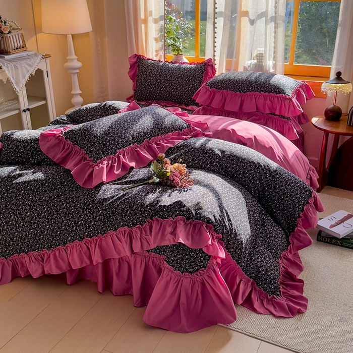 91家纺网 家纺一手货源 找家纺 云木里 2026新款古法水洗棉印花床盖四件套 知否