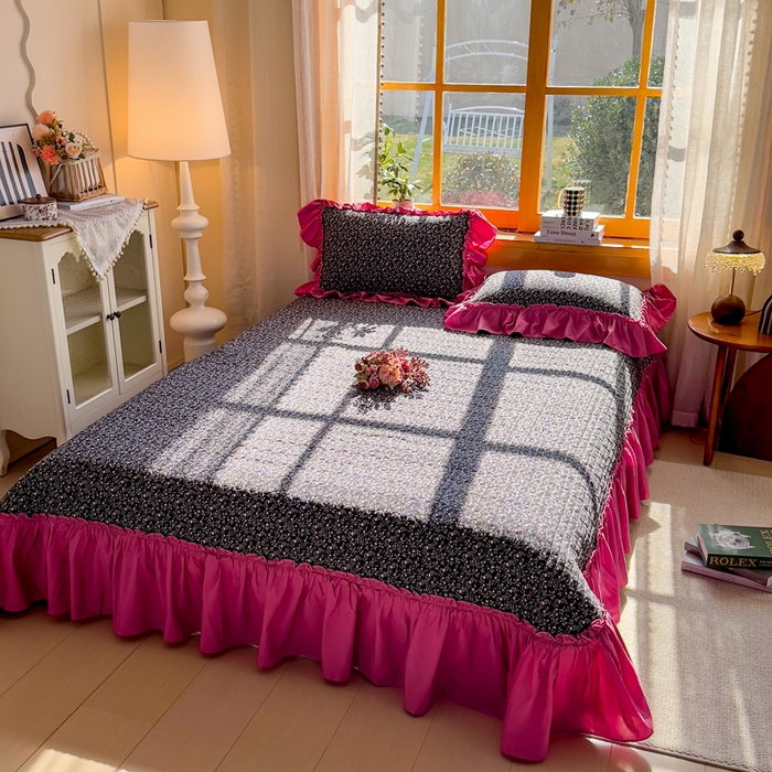 91家纺网 家纺一手货源 找家纺 云木里 2026新款古法水洗棉印花床盖四件套 知否