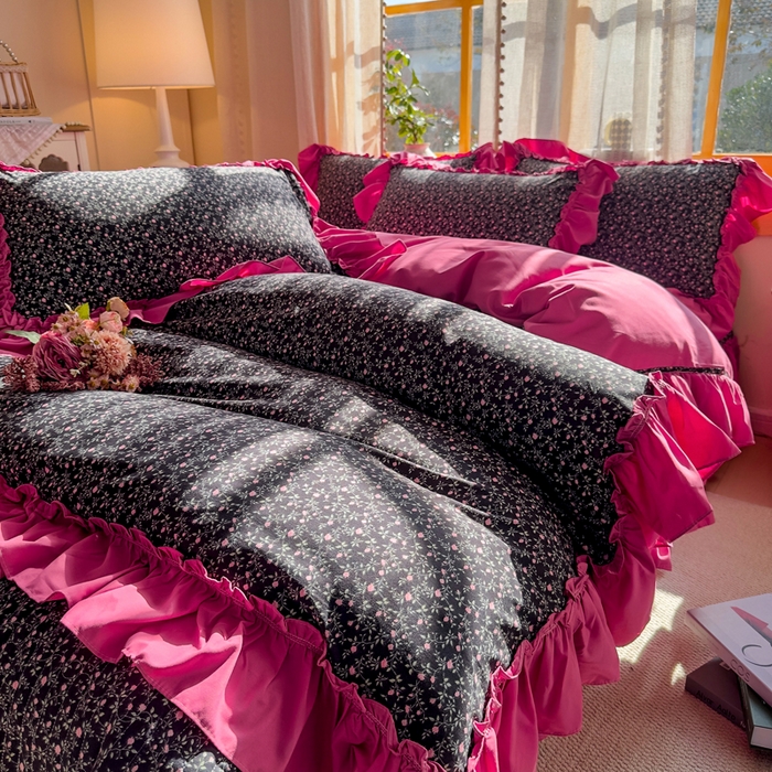 91家纺网 家纺一手货源 找家纺 云木里 2026新款古法水洗棉印花床盖四件套 知否