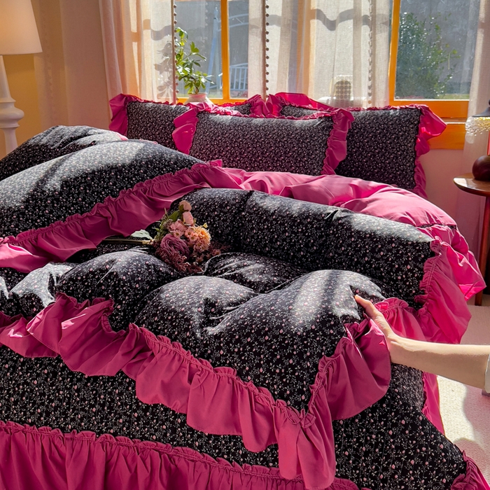 91家纺网 家纺一手货源 找家纺 云木里 2026新款古法水洗棉印花床盖四件套 知否