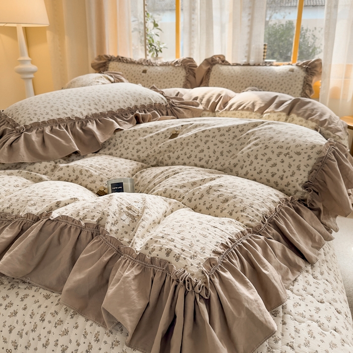 91家纺网 家纺一手货源 找家纺 云木里 2026新款古法水洗棉印花床盖四件套 织梦时空