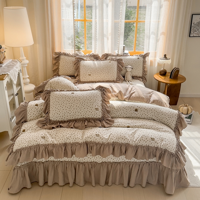 91家纺网 家纺一手货源 找家纺 云木里 2026新款古法水洗棉印花床盖四件套 织梦时空