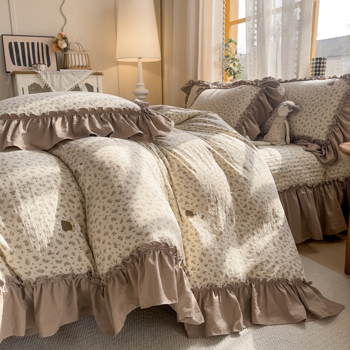 91家纺网 家纺一手货源 找家纺 云木里 2026新款古法水洗棉印花床盖四件套 织梦时空