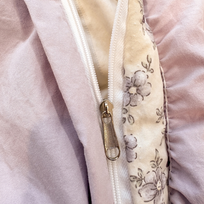 91家纺网 家纺一手货源 找家纺 云木里 2026新款古法水洗棉印花床盖四件套 紫苏-白