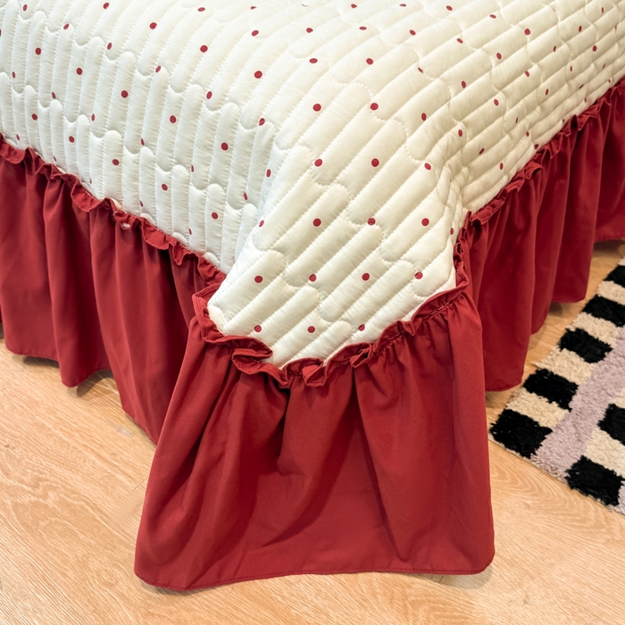 91家纺网 家纺一手货源 找家纺 云木里 2026新款古法水洗棉印花床盖四件套 爱恋波点