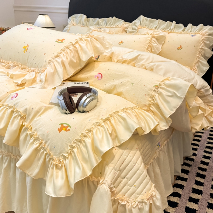 云木里 2026新款古法水洗棉印花床盖四件套 好运木马