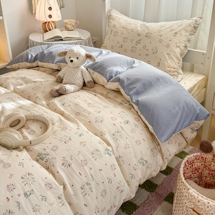 91家纺网 家纺一手货源 找家纺 禧缘家纺（原梦想家） 2026新款仿棉学生三件套云感棉 人间烟花