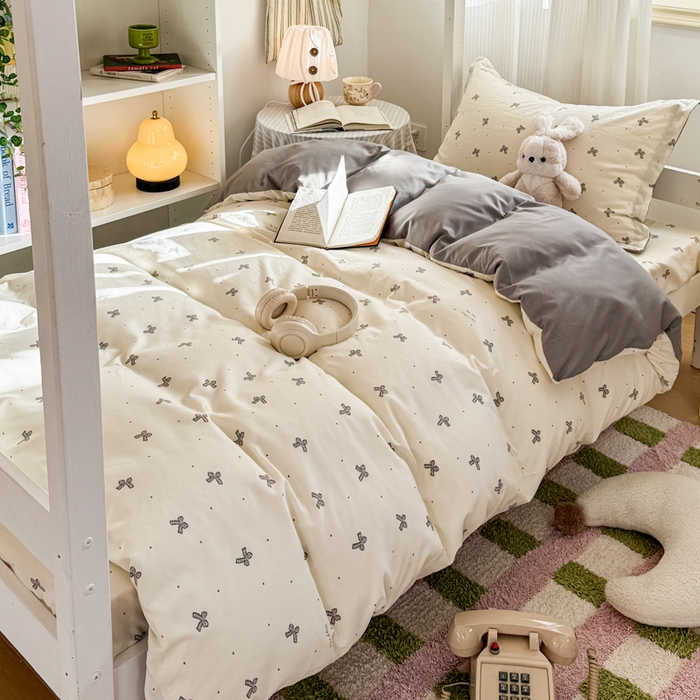 91家纺网 家纺一手货源 找家纺 禧缘家纺（原梦想家） 2026新款仿棉学生三件套云感棉 蝴蝶结