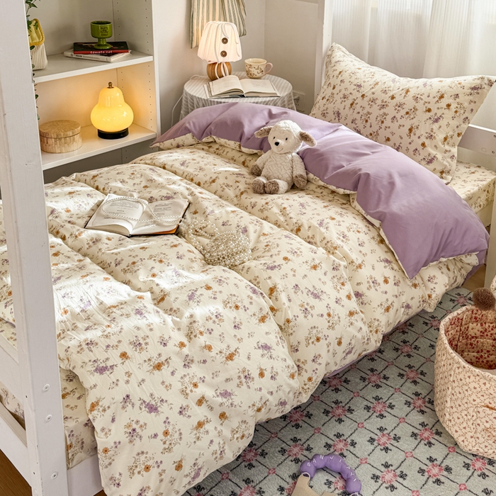 91家纺网 家纺一手货源 找家纺 禧缘家纺（原梦想家） 2026新款仿棉学生三件套云感棉 木槿花开