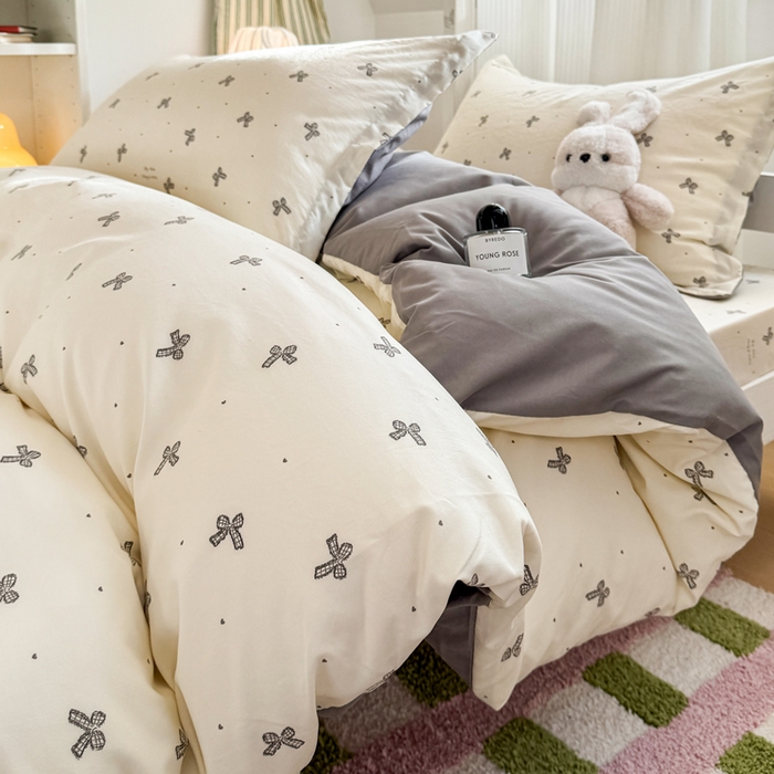 91家纺网 家纺一手货源 找家纺 禧缘家纺（原梦想家） 2026新款仿棉学生三件套云感棉 蝴蝶结