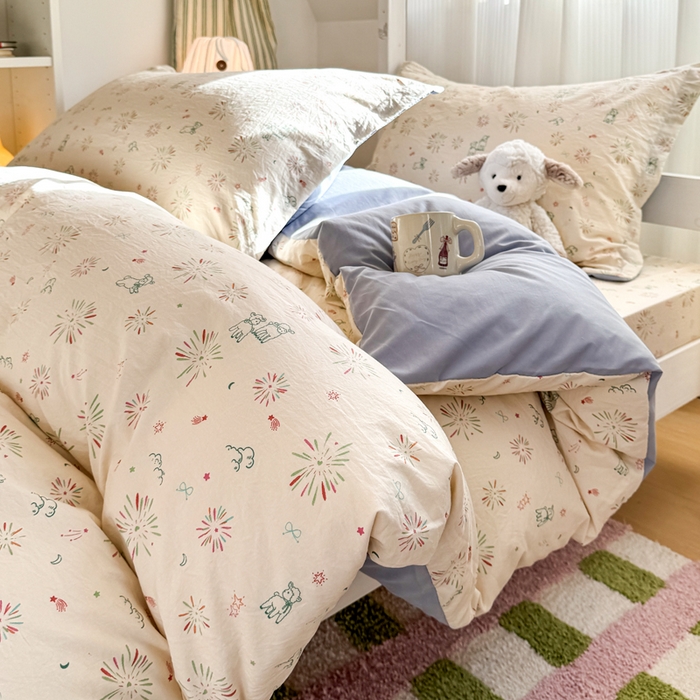 91家纺网 家纺一手货源 找家纺 禧缘家纺（原梦想家） 2026新款仿棉学生三件套云感棉 人间烟花