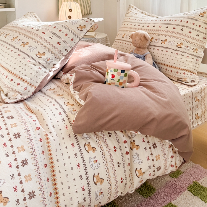 91家纺网 家纺一手货源 找家纺 禧缘家纺（原梦想家） 2026新款仿棉学生三件套云感棉 木马乐园