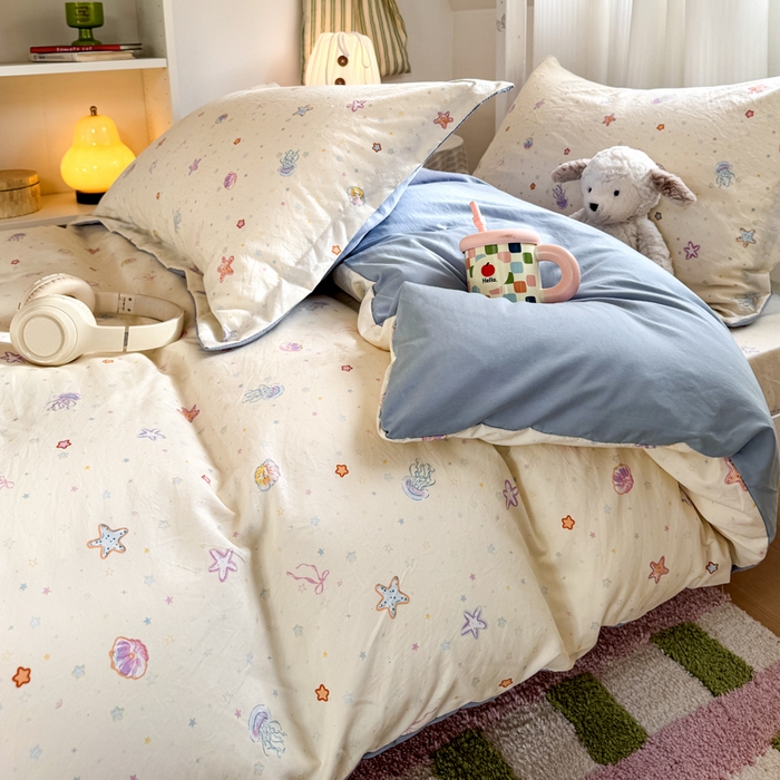 91家纺网 家纺一手货源 找家纺 禧缘家纺（原梦想家） 2026新款仿棉学生三件套云感棉 梦幻海洋