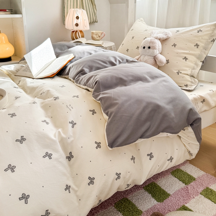 91家纺网 家纺一手货源 找家纺 禧缘家纺（原梦想家） 2026新款仿棉学生三件套云感棉 蝴蝶结