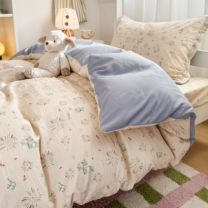 91家纺网 家纺一手货源 找家纺 禧缘家纺（原梦想家） 2026新款仿棉学生三件套云感棉 人间烟花