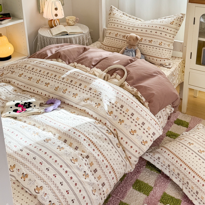 91家纺网 家纺一手货源 找家纺 禧缘家纺（原梦想家） 2026新款仿棉学生三件套云感棉 木马乐园