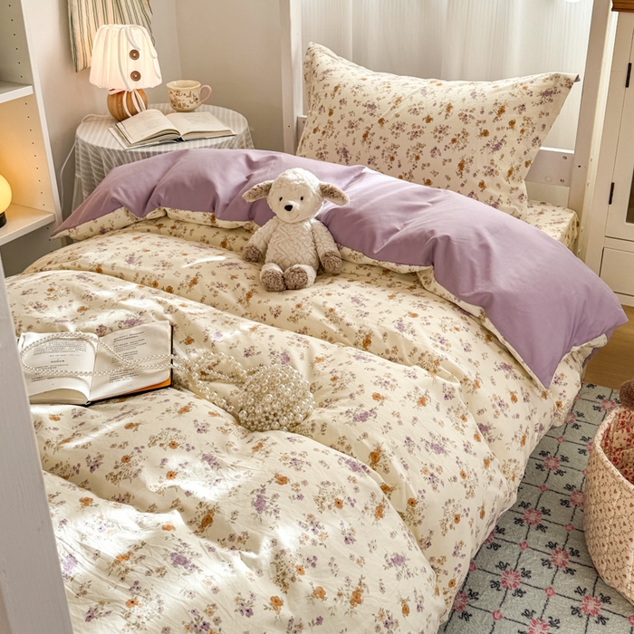 91家纺网 家纺一手货源 找家纺 禧缘家纺（原梦想家） 2026新款仿棉学生三件套云感棉 木槿花开