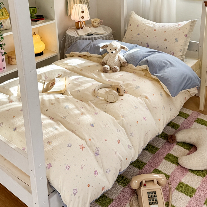 91家纺网 家纺一手货源 找家纺 禧缘家纺（原梦想家） 2026新款仿棉学生三件套云感棉 梦幻海洋