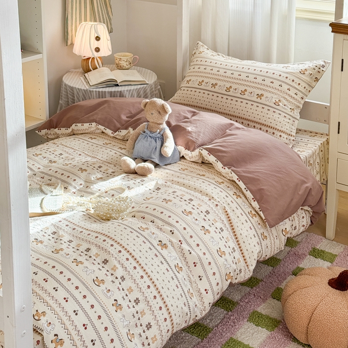 91家纺网 家纺一手货源 找家纺 禧缘家纺（原梦想家） 2026新款仿棉学生三件套云感棉 木马乐园