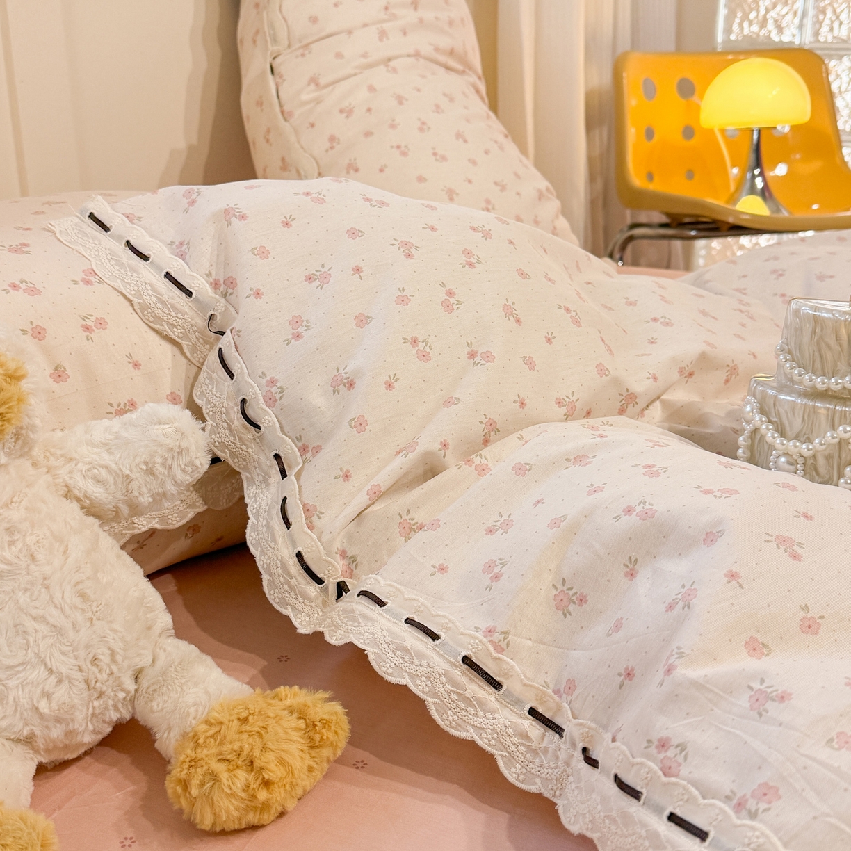 91家纺网 家纺一手货源 找家纺 欣宜家纺 2026新款全棉纯棉法式小清新复古碎花四件套 春之约定