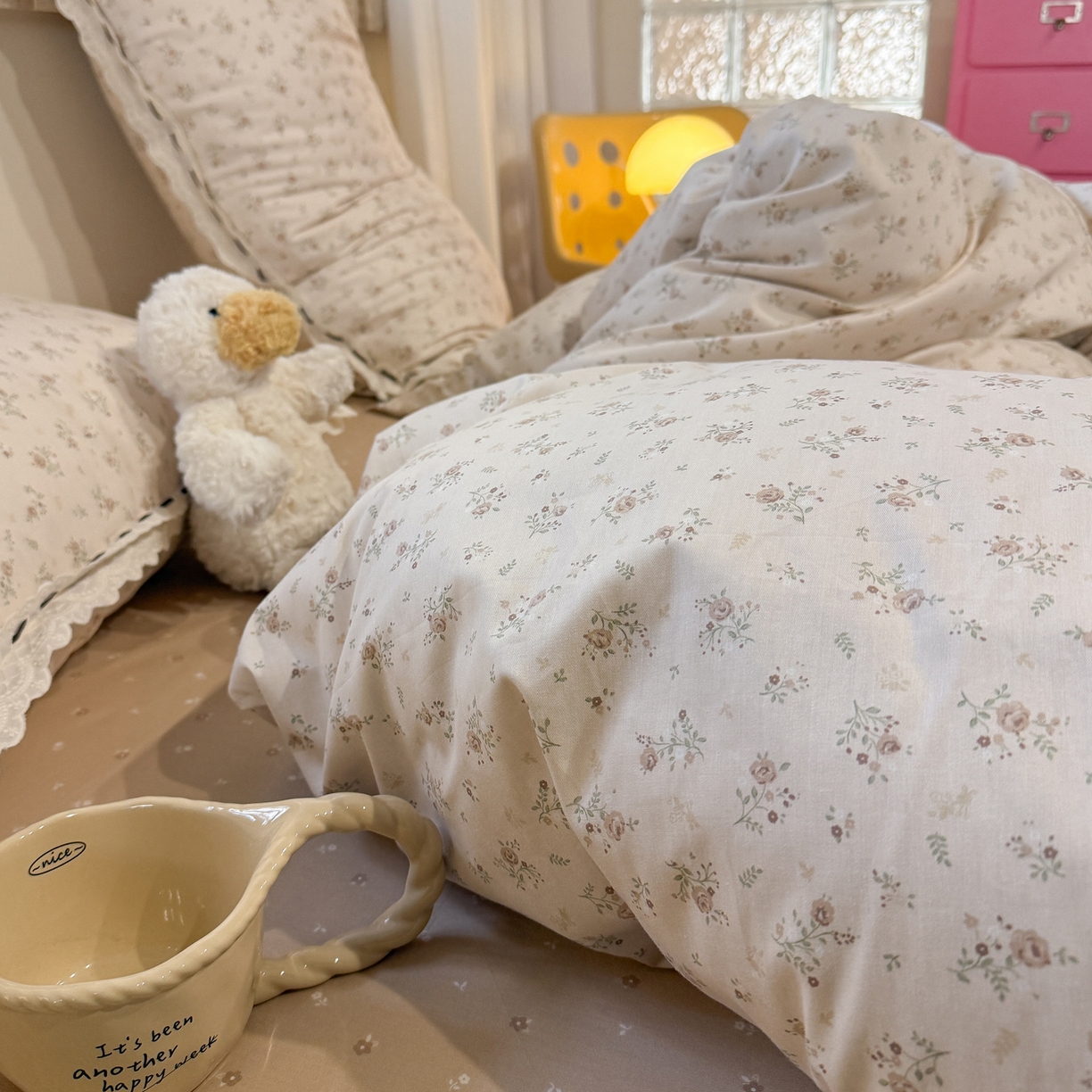 91家纺网 家纺一手货源 找家纺 欣宜家纺 2026新款全棉纯棉法式小清新复古碎花四件套 温婉