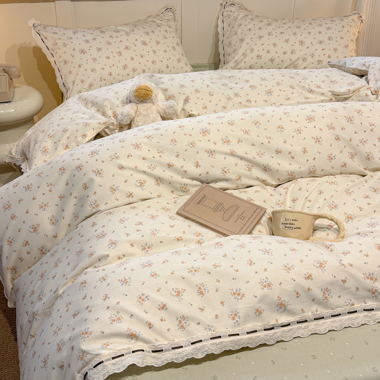 91家纺网 家纺一手货源 找家纺 欣宜家纺 2026新款全棉纯棉法式小清新复古碎花四件套 芙兰