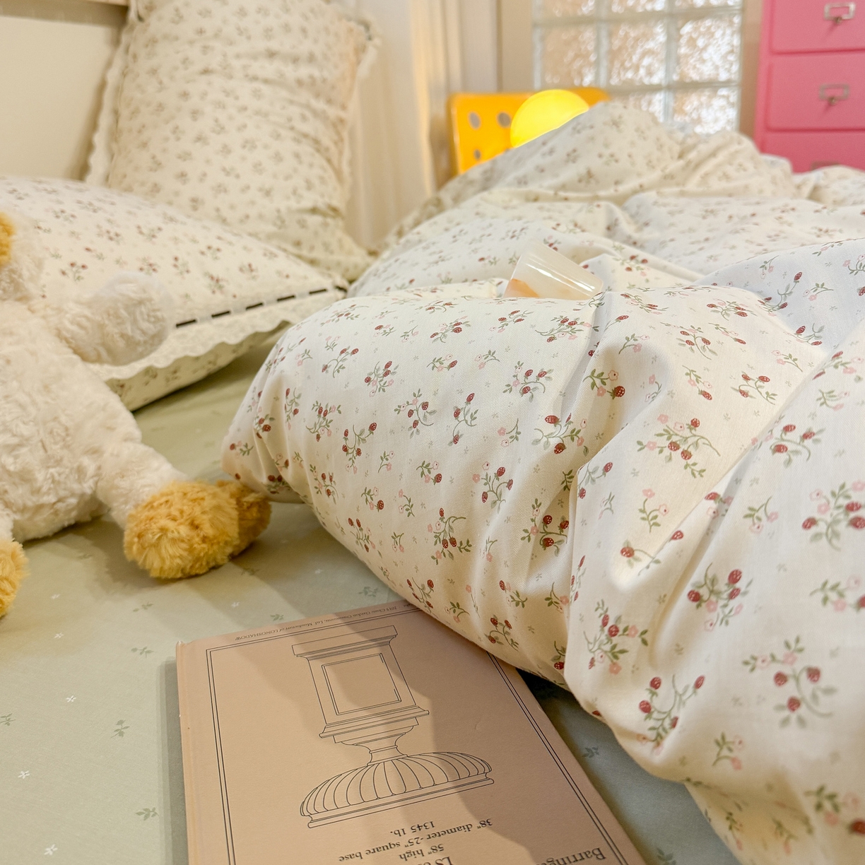 91家纺网 家纺一手货源 找家纺 欣宜家纺 2026新款全棉纯棉法式小清新复古碎花四件套 粉枝蔓