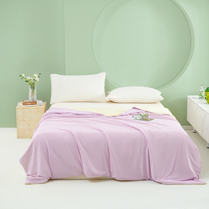 91家纺网 家纺一手货源 找家纺 爱彼家纺 2026春夏新款冰吸薄荷夏被A类氨纶凉感夏被防蚊冰薄荷夏被夏凉被空调被-系列三 薄荷紫