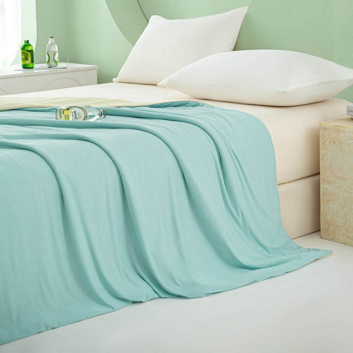 91家纺网 家纺一手货源 找家纺 爱彼家纺 2026春夏新款冰吸薄荷夏被A类氨纶凉感夏被防蚊冰薄荷夏被夏凉被空调被-系列三 薄荷蓝