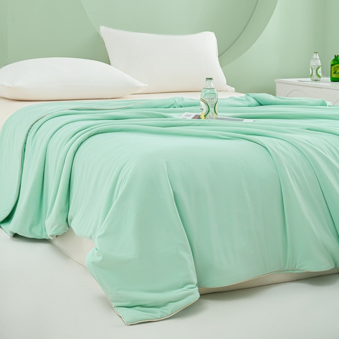 91家纺网 家纺一手货源 找家纺 爱彼家纺 2026春夏新款冰吸薄荷夏被A类氨纶凉感夏被防蚊冰薄荷夏被夏凉被空调被-系列三 薄荷绿