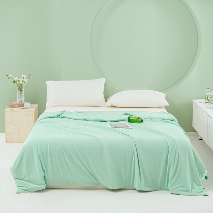 91家纺网 家纺一手货源 找家纺 爱彼家纺 2026春夏新款冰吸薄荷夏被A类氨纶凉感夏被防蚊冰薄荷夏被夏凉被空调被-系列三 薄荷绿