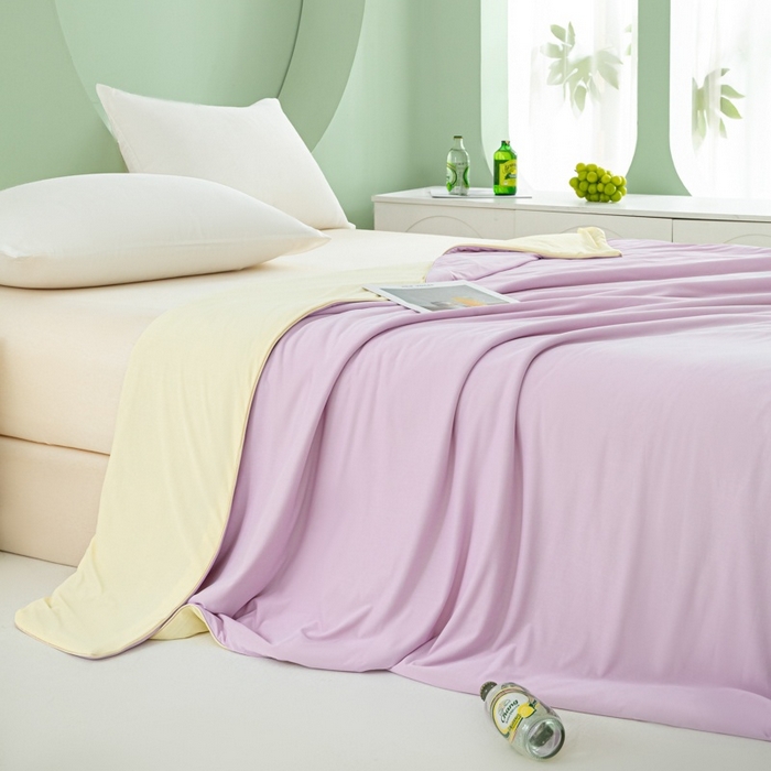 91家纺网 家纺一手货源 找家纺 爱彼家纺 2026春夏新款冰吸薄荷夏被A类氨纶凉感夏被防蚊冰薄荷夏被夏凉被空调被-系列三 薄荷紫