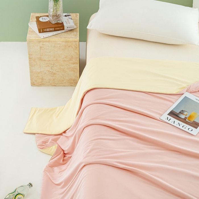 91家纺网 家纺一手货源 找家纺 爱彼家纺 2026春夏新款冰吸薄荷夏被A类氨纶凉感夏被防蚊冰薄荷夏被夏凉被空调被-系列三 薄荷粉