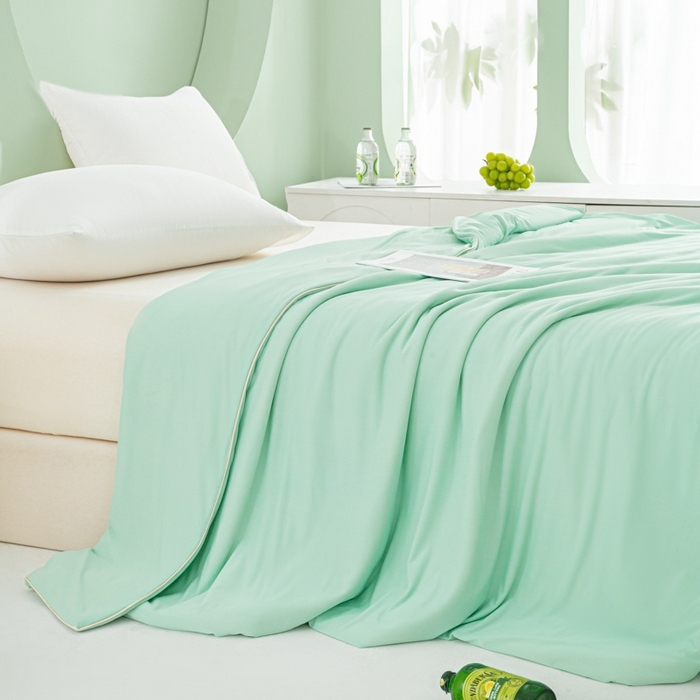 91家纺网 家纺一手货源 找家纺 爱彼家纺 2026春夏新款冰吸薄荷夏被A类氨纶凉感夏被防蚊冰薄荷夏被夏凉被空调被-系列三 薄荷绿