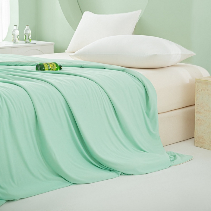 91家纺网 家纺一手货源 找家纺 爱彼家纺 2026春夏新款冰吸薄荷夏被A类氨纶凉感夏被防蚊冰薄荷夏被夏凉被空调被-系列三 薄荷绿