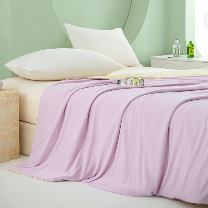 91家纺网 家纺一手货源 找家纺 爱彼家纺 2026春夏新款冰吸薄荷夏被A类氨纶凉感夏被防蚊冰薄荷夏被夏凉被空调被-系列三 薄荷紫