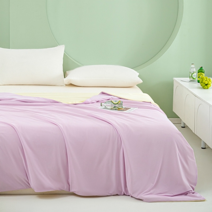 91家纺网 家纺一手货源 找家纺 爱彼家纺 2026春夏新款冰吸薄荷夏被A类氨纶凉感夏被防蚊冰薄荷夏被夏凉被空调被-系列三 薄荷紫