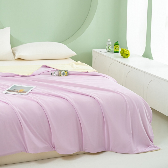 91家纺网 家纺一手货源 找家纺 爱彼家纺 2026春夏新款冰吸薄荷夏被A类氨纶凉感夏被防蚊冰薄荷夏被夏凉被空调被-系列三 薄荷紫