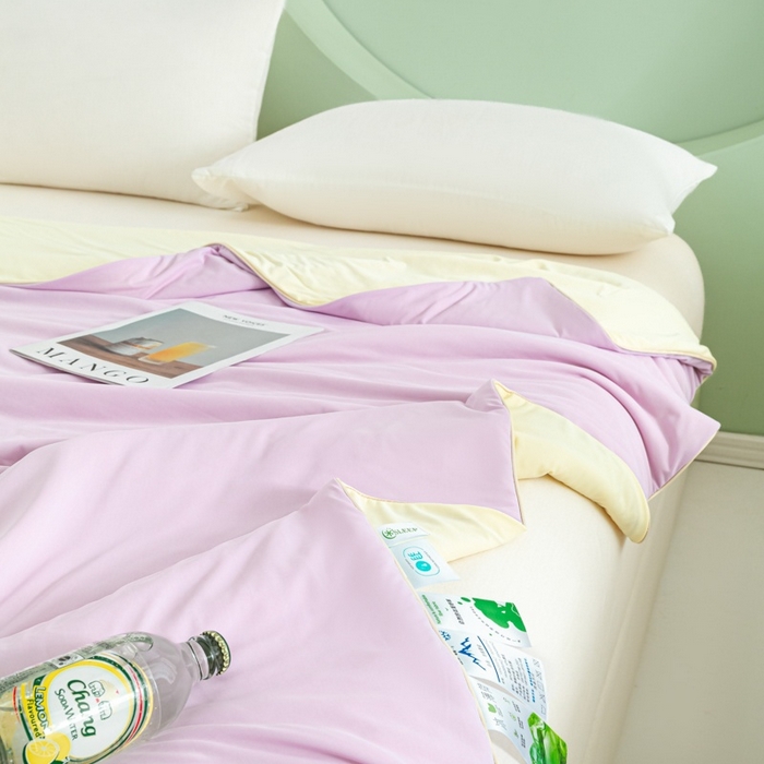 91家纺网 家纺一手货源 找家纺 爱彼家纺 2026春夏新款冰吸薄荷夏被A类氨纶凉感夏被防蚊冰薄荷夏被夏凉被空调被-系列三 薄荷紫