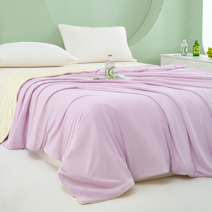 91家纺网 家纺一手货源 找家纺 爱彼家纺 2026春夏新款冰吸薄荷夏被A类氨纶凉感夏被防蚊冰薄荷夏被夏凉被空调被-系列三 薄荷紫