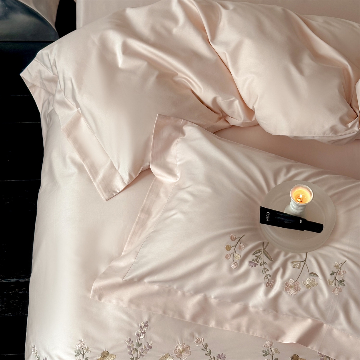 91家纺网 家纺一手货源 找家纺 （总）名品优仓 2026新款长绒棉50s全棉纯棉刺绣宽边款四件套-花有约