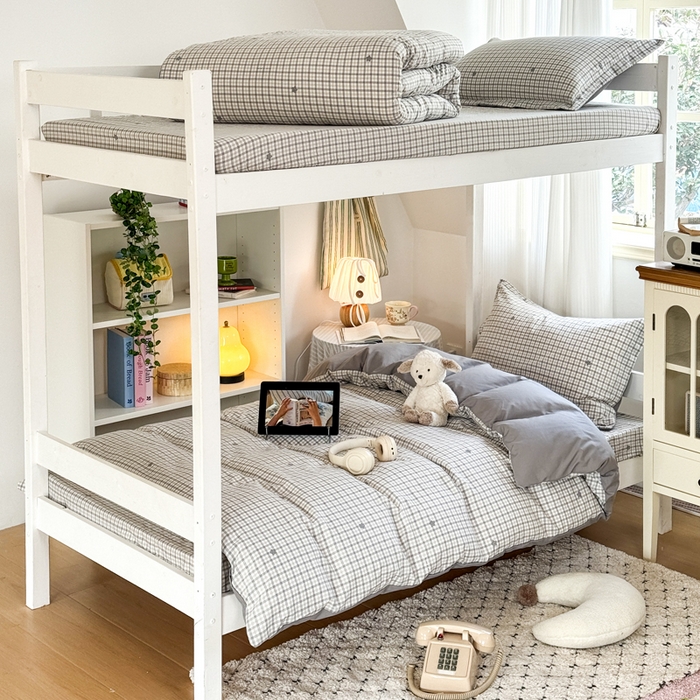 91家纺网 家纺一手货源 找家纺 禧缘家纺（原梦想家） 2026新款仿棉学生三件套云感棉 灰格星星