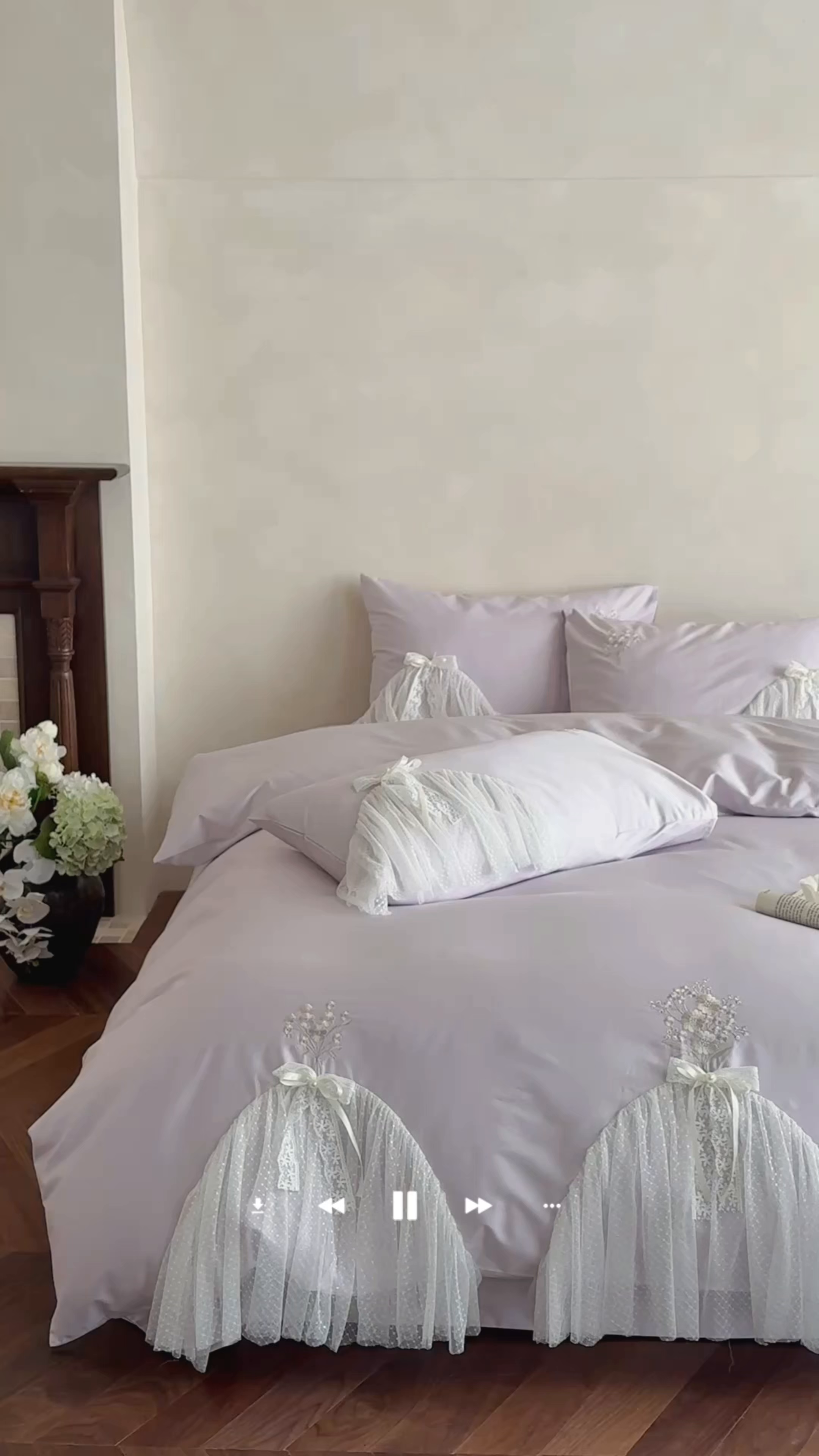 91家纺网 家纺一手货源 找家纺 名品优仓 2026新款长绒棉50s全棉纯棉刺绣蕾丝轻纱四件套-夏薇 夏薇-梦幻紫