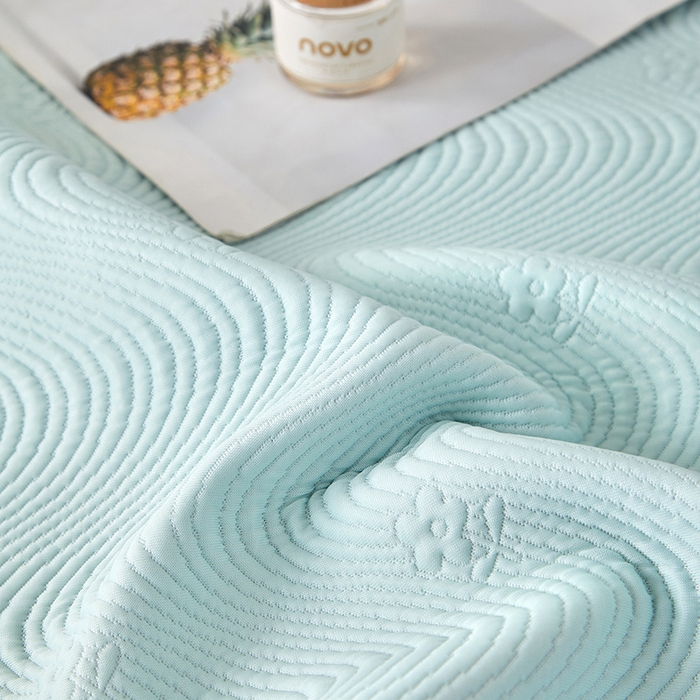 91家纺网 家纺一手货源 找家纺 航途席业 2026新款A类凉感豆豆床裙款凉席三件套-系列七 薄荷织浪